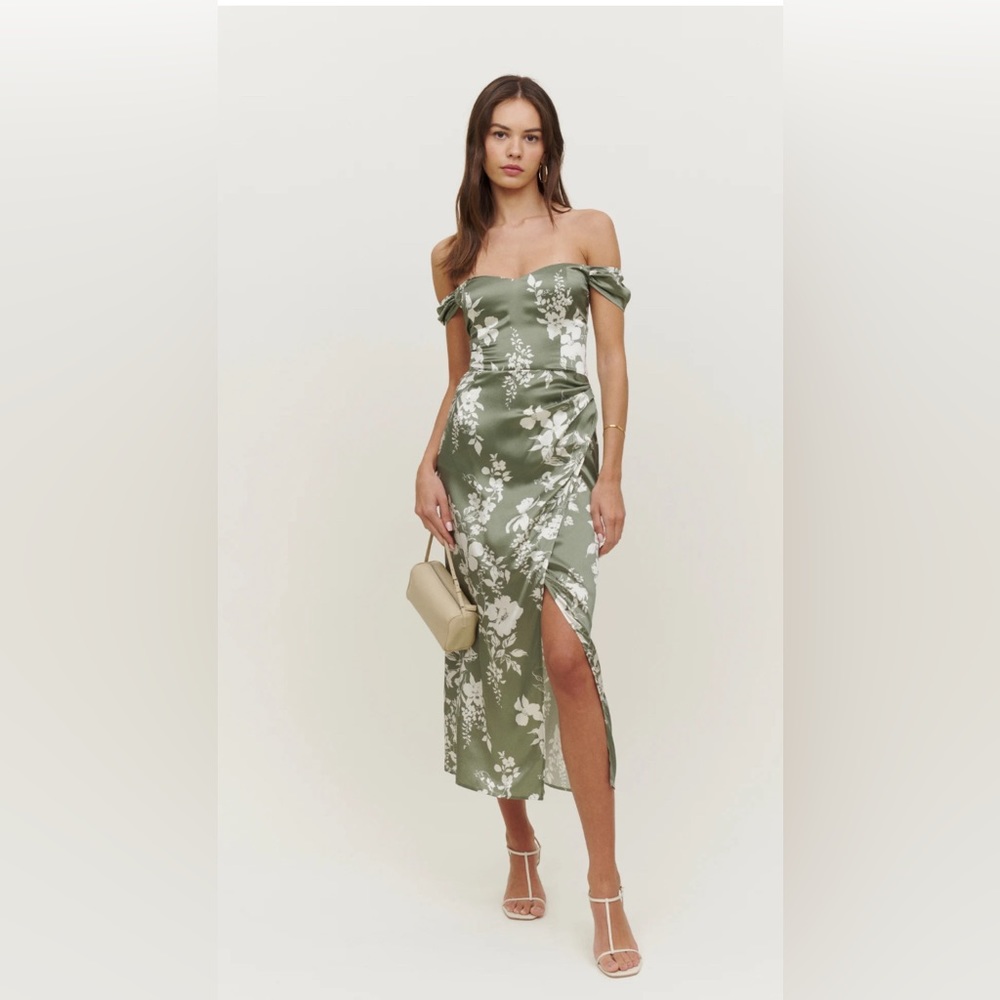 Reformation Genesis Silk Dress in Willow